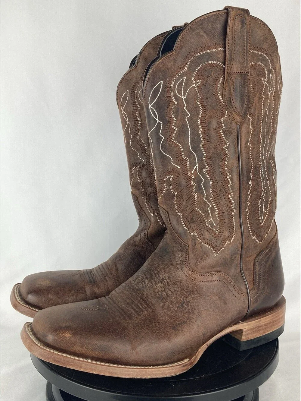 Men’s 8.5 EE (Wide) JB Dillon Mad Dog Bone Goat Leather Cowboy Boots Square Toe